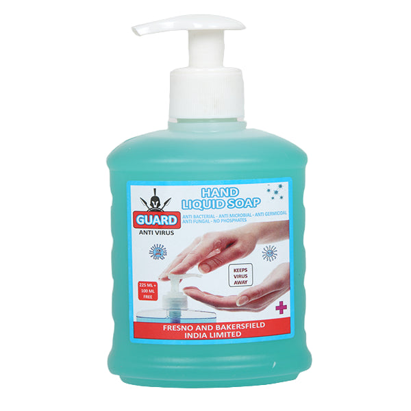 Hand liquid soap bottle with pump on a white background