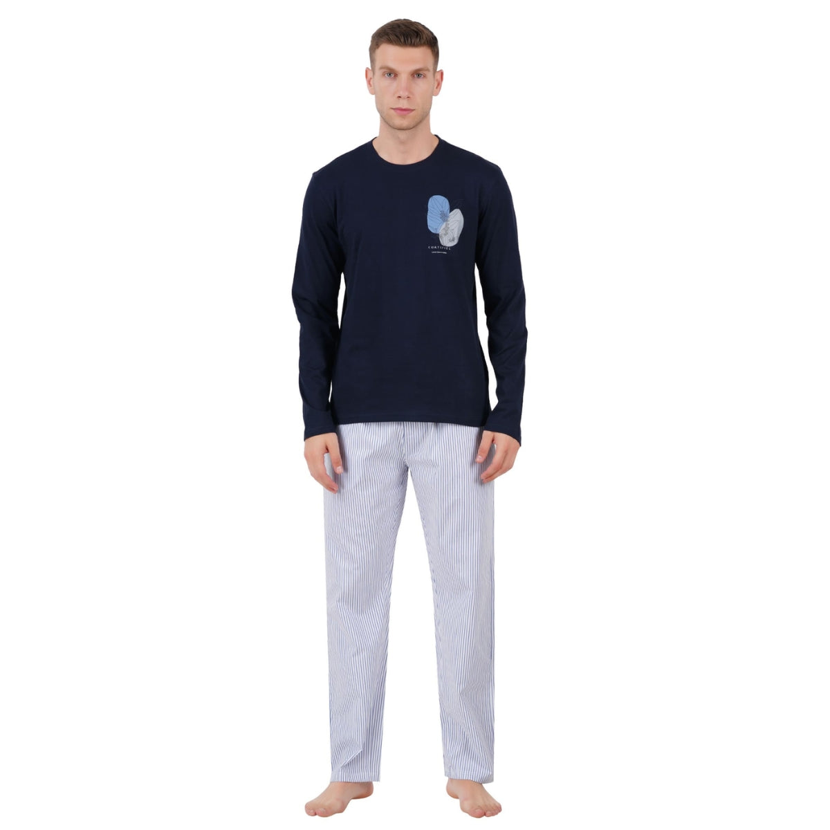 Men’s Cotton Nightwear Set (Navy Blue) | AR-1606