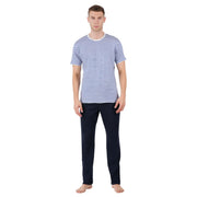 Men’s Cotton Knitted Nightwear Set (Striped Blue) | AR-1604