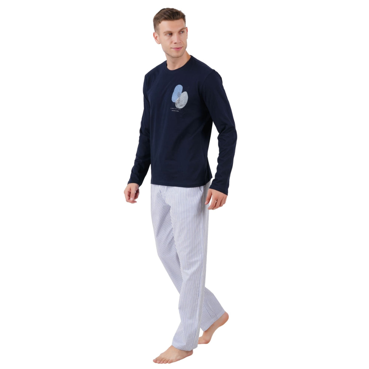Men’s Cotton Nightwear Set (Navy Blue) | AR-1606