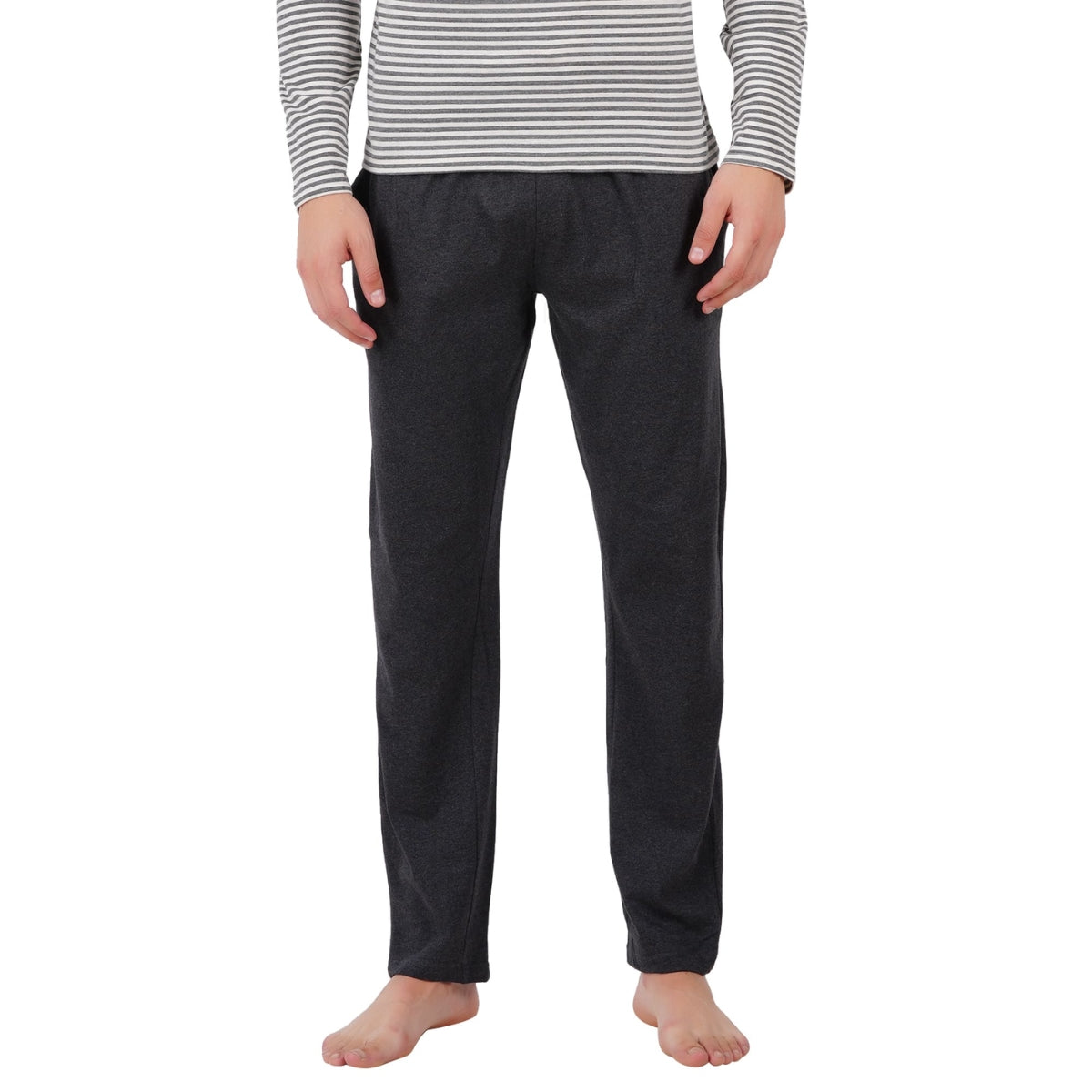 Men’s Cotton Knitted Nightwear (Striped Grey) | AR-1603