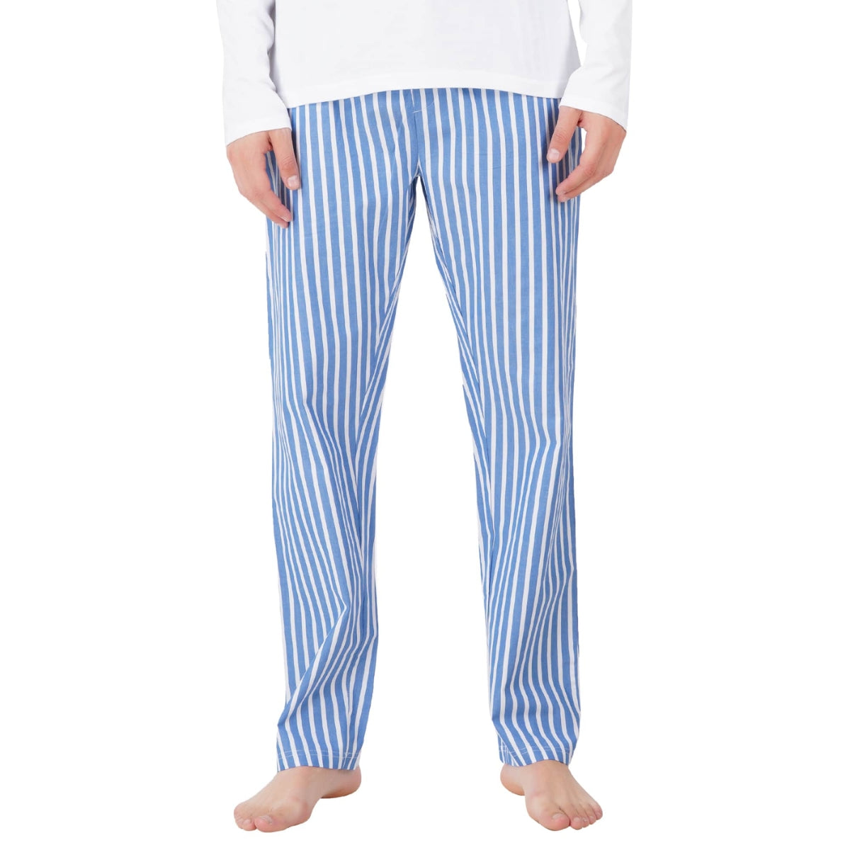 Men’s Cotton Nightwear Set (White & Blue) | AR-1607