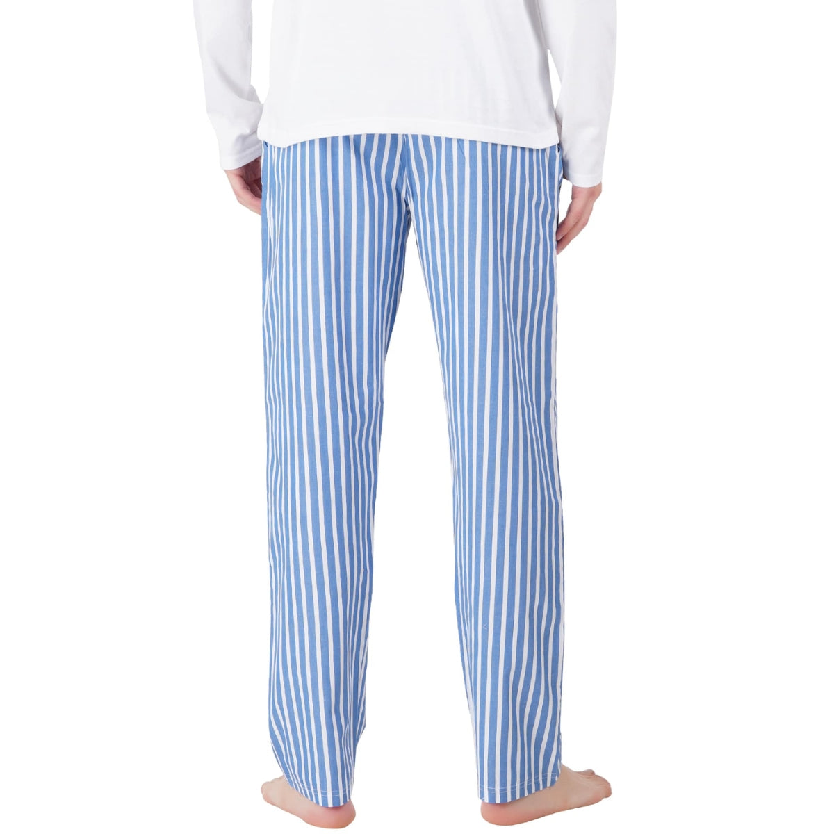 Men’s Cotton Nightwear Set (White & Blue) | AR-1607