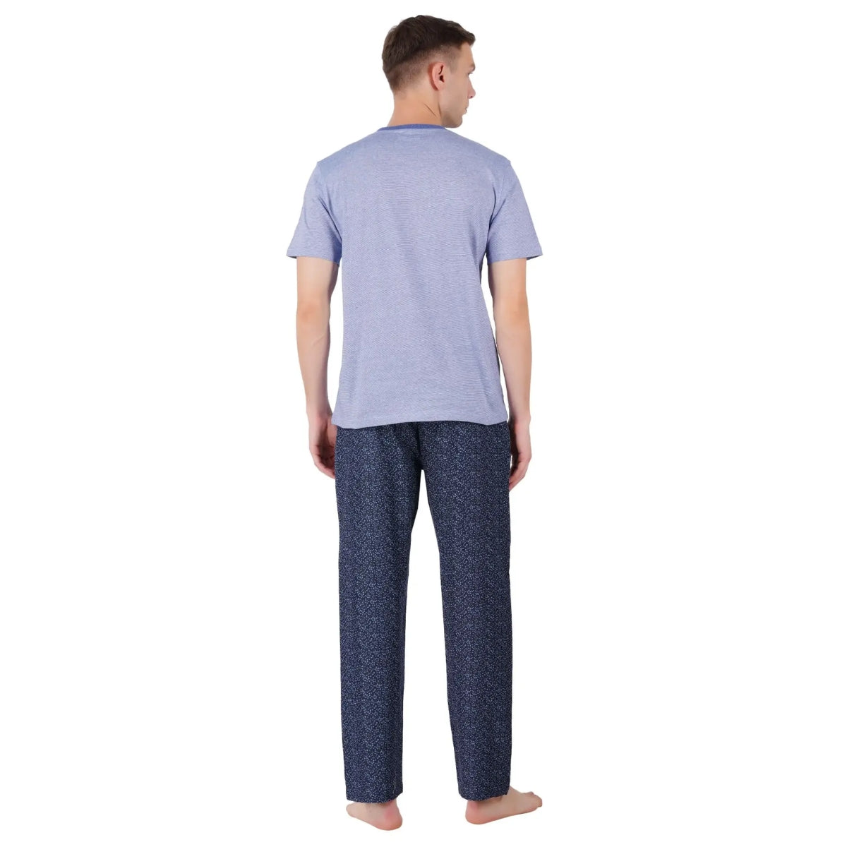 Men’s Cotton Knitted Nightwear (Printed Blue) | AR-1602