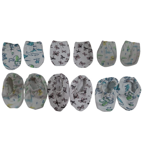 Organic Cotton Mittens & Booty | AL-3033 | Pack of 3 Mittens | Pack of 3 Booty