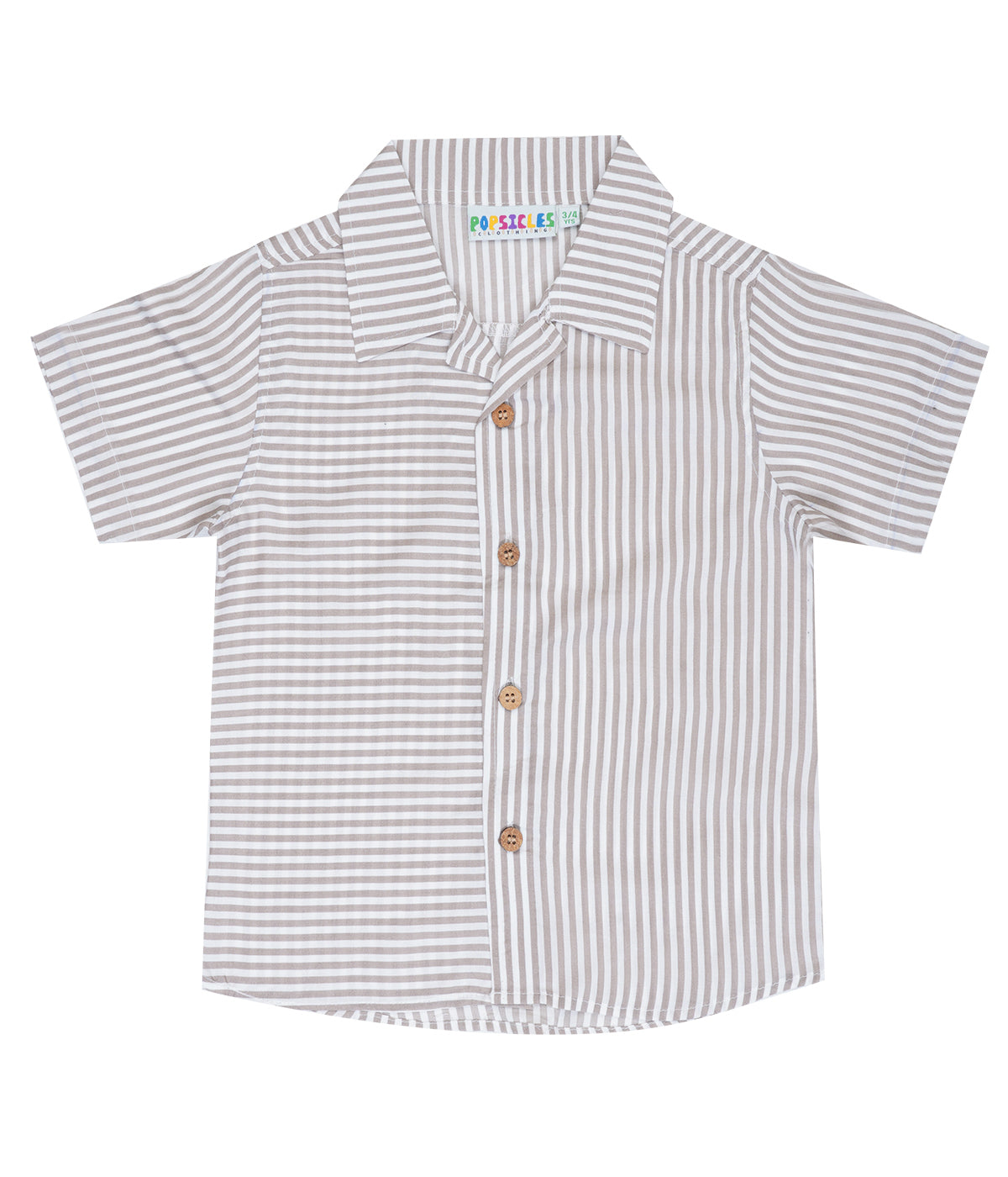 White n Brown Boys Stripes Shirt | PS-1018