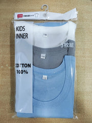 Boy's Short Sleeves T-shirt | SK - 401 | 100% Cotton, 1x1 RIB, 170 GSM | 3 piece pack | Blue, Grey & White