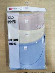 Girl's Short Sleeves T-shirt | SK-202 | 100% Cotton, 1x1 RIB, 170 GSM | 3 piece pack | Blue, Yellow & Brown with pattern