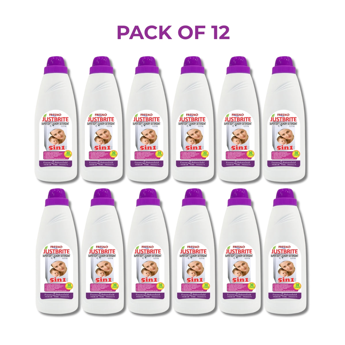 Fresno JustBrite Super Soft Laundry Detergent (Pack of 12)